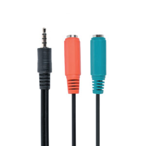 ADAPTADOR 2 JACK 3,5MM MICRO+SOM PARA JACK 3,5MM - PRETO