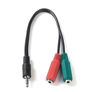 ADAPTADOR 2 JACK 3,5MM MICRO+SOM PARA JACK 3,5MM - PRETO