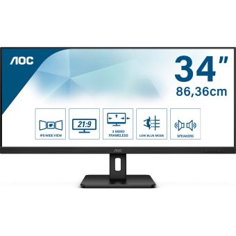 Monitor Aoc 34" Q34E2A Led IPS UW-UXGA 21:9 Hdmi Dp Colunas