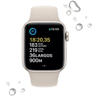 Apple Watch SE GPS 40mm Caixa de Alumínio em Branco Estrela Correia Desportiva Branco Estrela 3