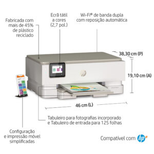 Multifunções Jacto de Tinta HP Envy Inspire 7220e WiFi Duplex Branca 6