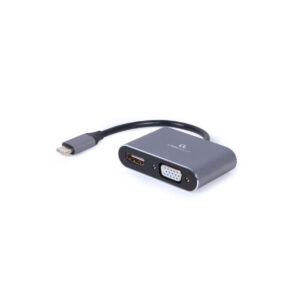 Adaptador Type-C para HDMI e VGA 15Cm Cinza Escuro