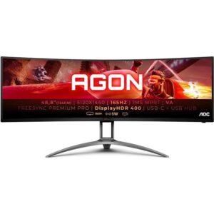 Monitor Gaming Ultrapanorámico Curvo AOC Agon AG493UCX2 48.8 Dual QHD 1ms 165Hz VA Multimedia Preto