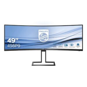 Monitor Professional Ultrapanorámico Curvo Philips 498P9Z 48.8 Dual QHD Multimedia Preto