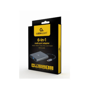 Adaptador Type-C 6IN1 Usb3.1 4k Hdmi VGA Audio Leitor Cartões Usb Type-C