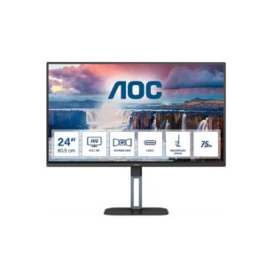 Monitor AOC 24 Ips 169 Ful HD Hdmi Dp Usb-C 1Ms 75Hz Multimédia - Preto