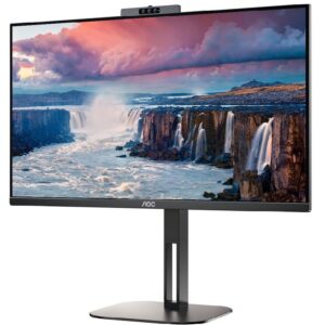 Monitor AOC 24 Ips 169 Ful HD Hdmi Dp Usb-C 1Ms 75Hz Webcam Multimédia Tem Pivot - Preto