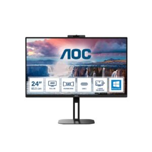 Monitor AOC 24 Ips 169 Ful HD Hdmi Dp Usb-C 1Ms 75Hz Webcam Multimédia Tem Pivot - Preto