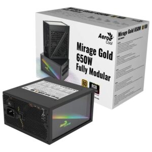 Fonte Alimentação Aerocool Mirage Gold 650M Modular 650W Ventoinha 12cm 80 Plus Gold