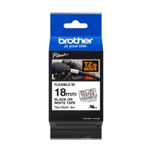 Fita Original Brother TZeFX241 Laminada Flexível Texto Preto em Fundo Branco 18mm x 8 metros