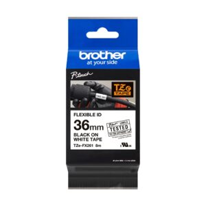 Fita Original Brother TZeFX261 Laminada Flexível Texto Preto em Fundo Branco 36mm x 8 metros