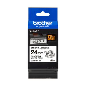 Fita Original Brother TZeS251 Laminada Super Adesiva Texto Preto em fundo Branco 24mm x 8 metros