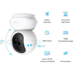 Câmara Segurança Tp-Link TC70 Full HD WiFi Pan-Tilt Smart Home Night Vision Live Remoto Tapo app