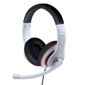 Auscultadores Gembird Stereo MHS-03 3.5MM Branco/Preto c/ Anel Vermelho