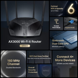 Router Mercusys AX3000 Dual-Band WI-FI 6