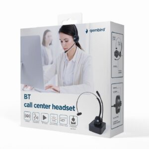 Auscultadores Gembird Bluetooth Mono Para CallCenter com base Preto