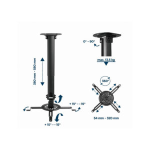 Suporte de Teto Gembird Para Projetor Ajustavel Preto