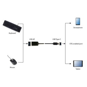 Adaptador Usb 2.0 Fêmea para Type-C 20Cm OTG Preto