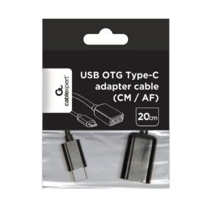 Adaptador Usb 2.0 Fêmea para Type-C 20Cm OTG Preto