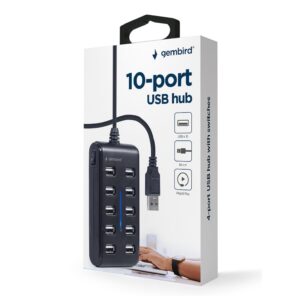 Hub Usb 2.0 Gembird com 10Portas Usb 2.0 Preto 2