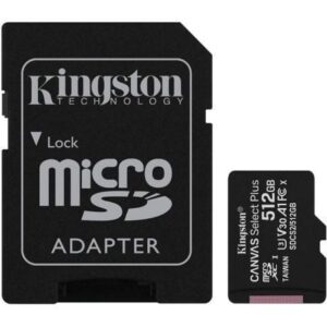 Micro SD Kingston CANVAS Select Plus 512GB microSD XC com Adaptador Classe 10 100MBs