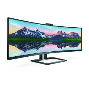 Monitor Profissional Ultrapanorámico Curvo Philips 499P9H 48.8" Dual QHD Webcam Multimedia Regulável em Altura Preto