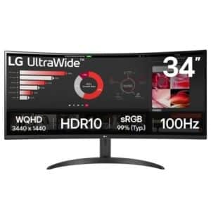 Monitor Professional Ultrapanorámico Curvo LG 34WR50QK-B 34" WQHD Preto