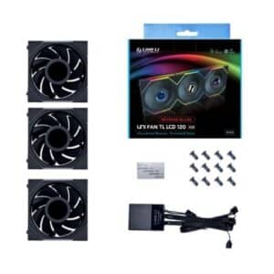 Ventoinha Lian Li UNI FAN TL120 LCD RGB Reverse PWM Preto Pack 3