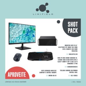 ShotPack Mini-Pc Nuc Chuwi CoreBox I5-12450H + Monitor Acer 23.8″ + Teclado Gaming Halfmman + Rato Gembird Wireless Comfort