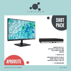 ShotPack Computador Desktop HP 600 G3 Recondicionado + Monitor Acer 23.8″